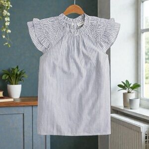 J. Crew Factory Blue Striped Blouse